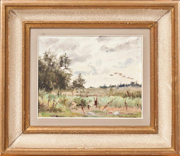 HARALD KLINCKOWSTRÖM, olja på pannå, signerad och daterad -45.