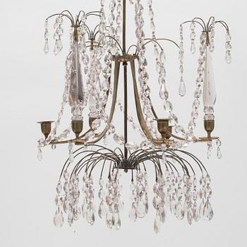 A Gustavian style chandelier, early 20th century incorporating older elements.