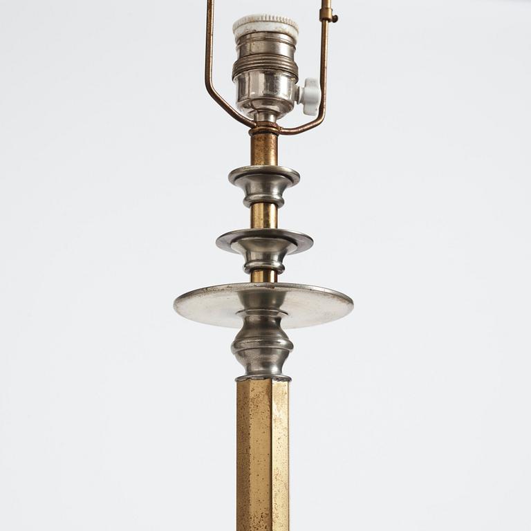 Nils Fougstedt, & Anna Petrus, a rare pewter and brass floor lamp, Svenskt Tenn, Stockholm 1929, model 763 A.
