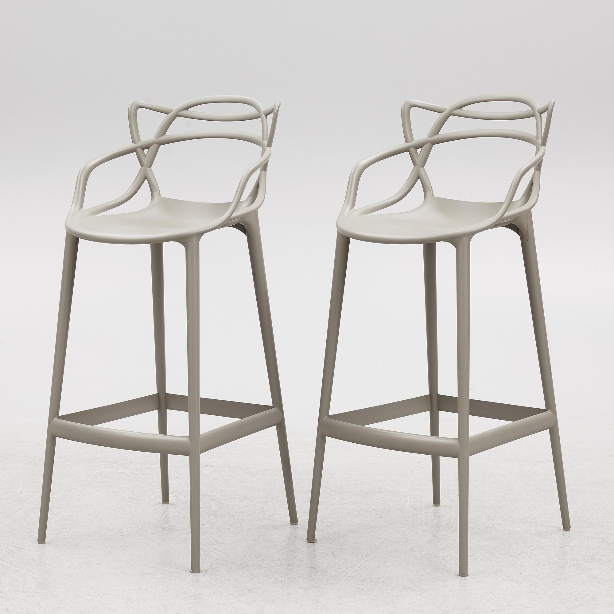 Philippe Starck and Eugeni Quitllet, a pair of "Masters stool" bar stools, Kartell, Italy, 2012.
