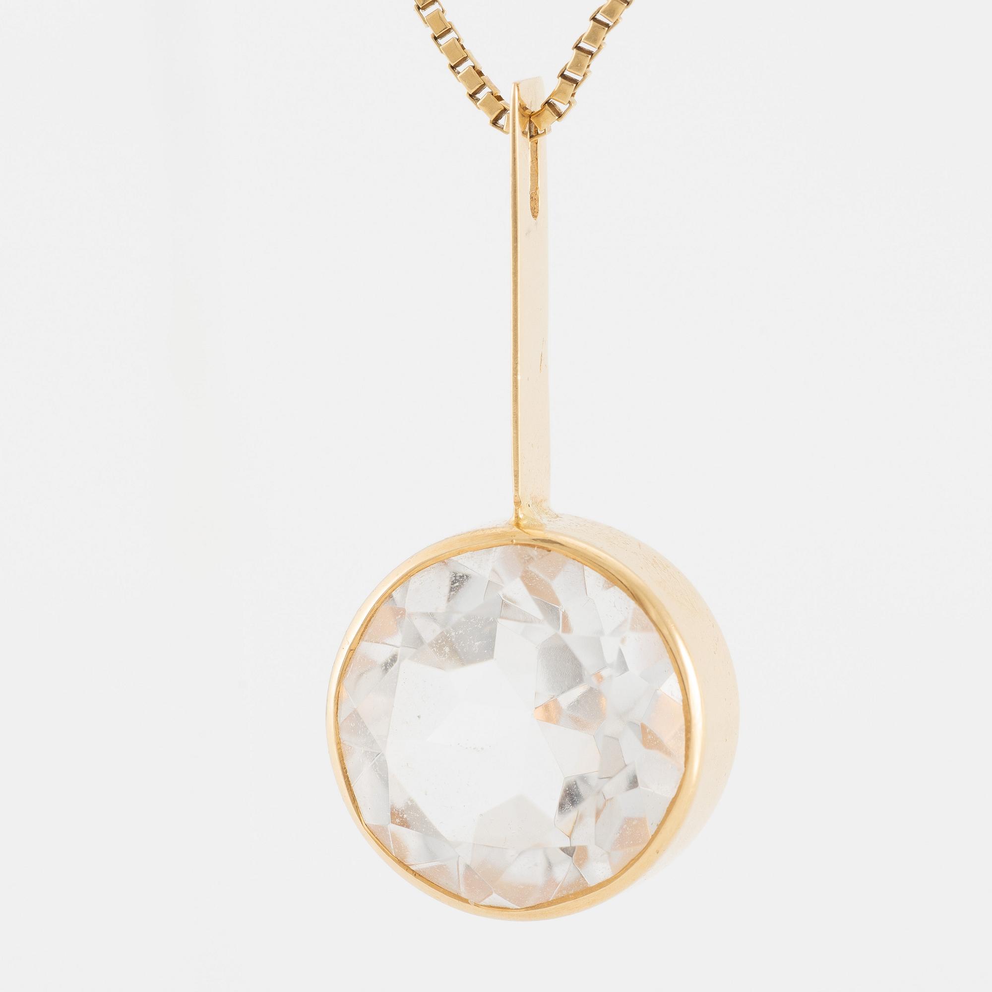 Pendant, 18K gold with rock crystal, chain Balestra 18K gold.