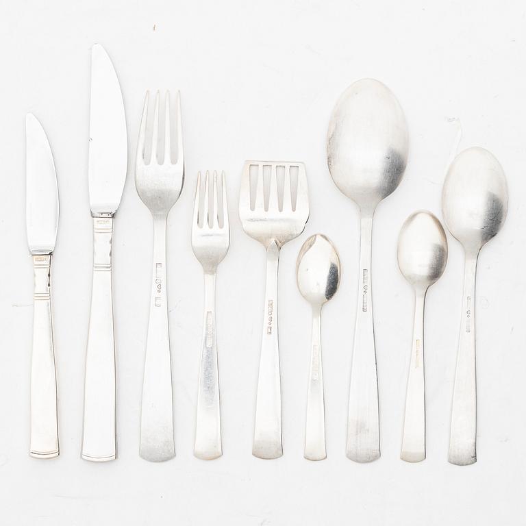 Jacob Ängman, A silver cutlery set, 'Rosenholm', GAB, Stockholm and Eskilstuna, some 1961 (83 pieces).