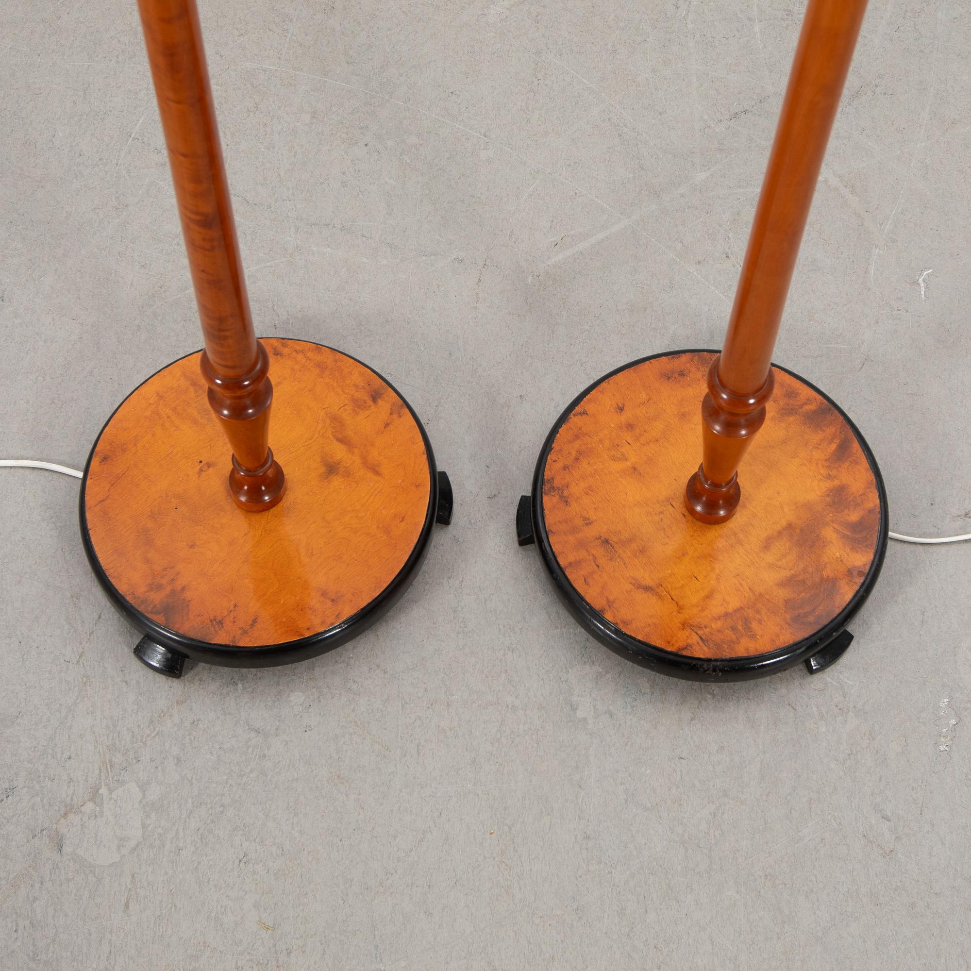 Floor lamps, a pair, 1940s.