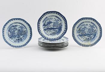 TALLRIKAR, 9 st, porslin, Kina, 1700-/1800-tal.