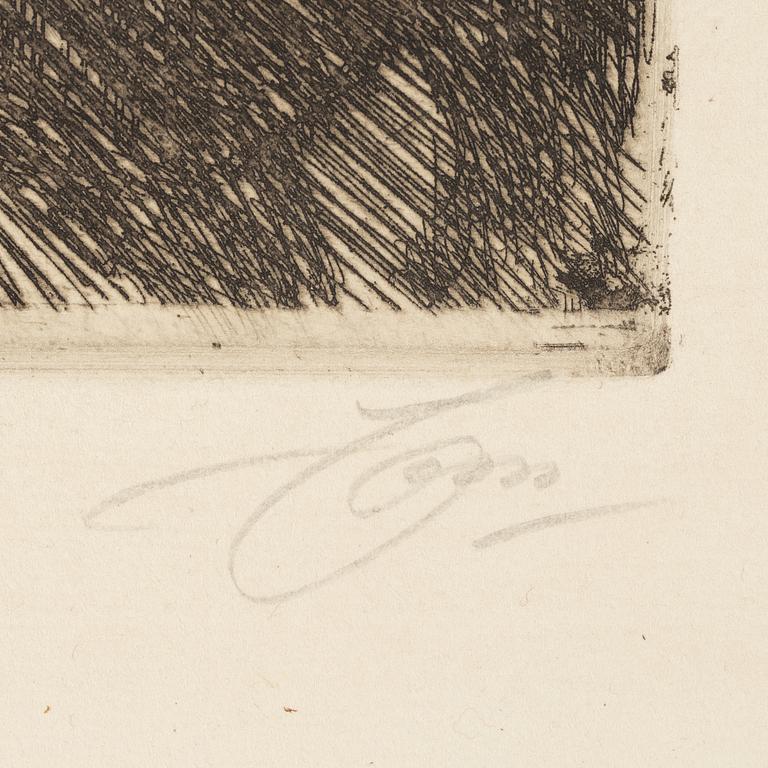 Anders Zorn, etching, 1917, signed in pencil.