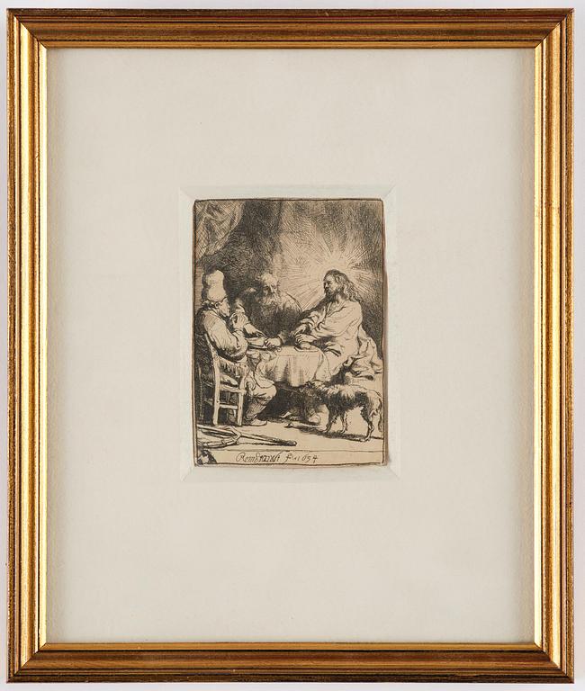 Rembrandt Harmensz van Rijn, "Christ at Emmaus" (the smaller plate).