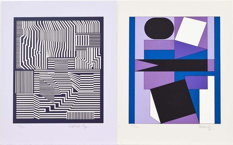 VICTOR VASARELY, mapp med 7 färgserigrafier , ION, Falaize 1989, 154/250, sign.