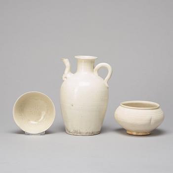 A group of white glazed pottery, South East Asia, presumably 16th - 17th Century.