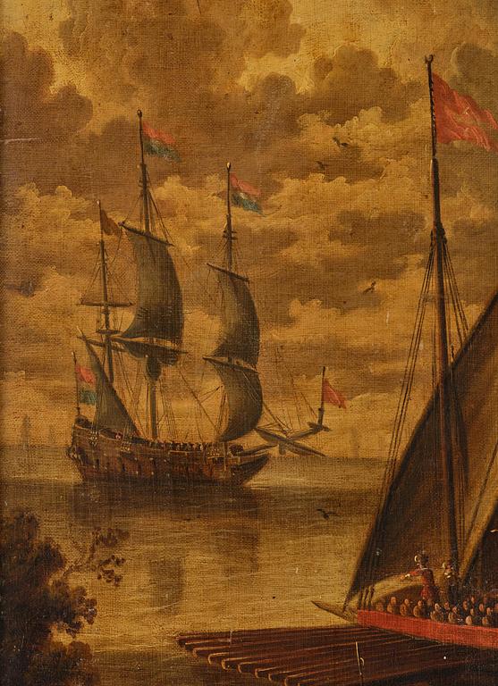 Peter van den Velde, follower of, Ship below the castle.