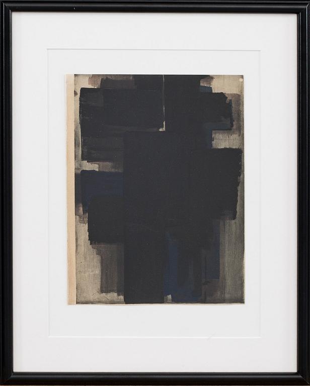 PIERRE SOULAGES, print in pochoir tecnique, after painting, from XX:e siècle 1956.