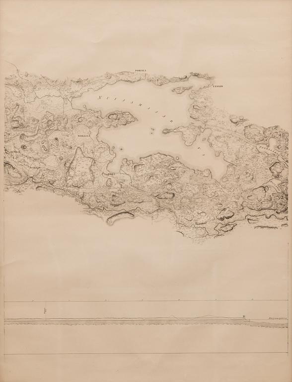 KARTOR, 7 st, litografi, F. Tengström, 1800-talets mitt.