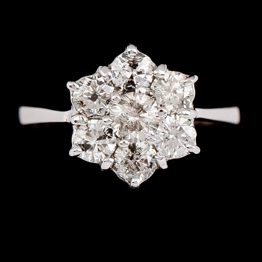 RING, 14 k guld, briljantslipade diamanter tot ca 1.32 ct.