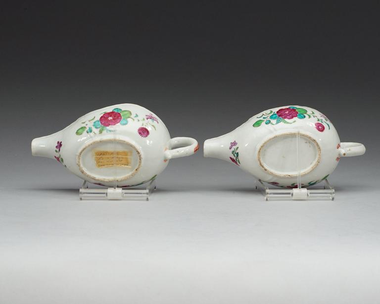 SÅSSNIPOR, ett par, kompaniporslin. Qing dynastin, Qianlong (1736-95).