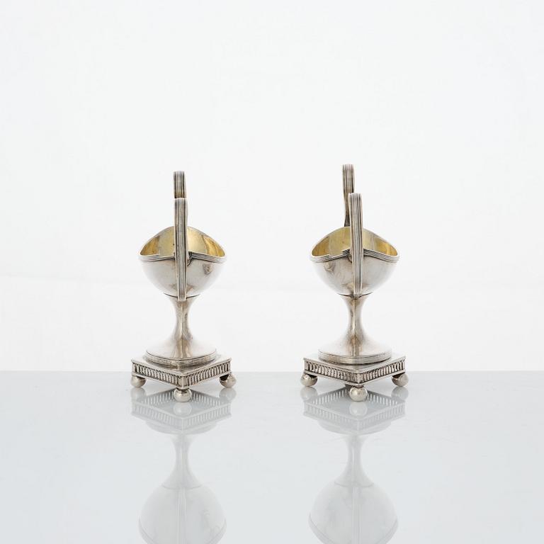 A pair of Swedish late Gustavian parcel-gilt silver salt-cellers, mark of Lars Söderström, Umeå (1815-1833).