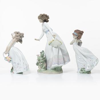 Lladró, figurines, 3 pcs, "Wildflowers", "Floral path" and "Sunday stroll".