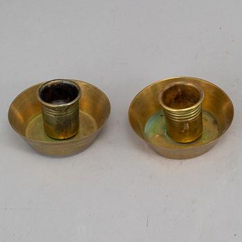 A pair of Art nouveau brass candelabra, early 20th Century.