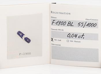 Fabergé, An 18K white gold ring with enamel and diamonds ca. 0.04 ct in total. Victor Mayer.