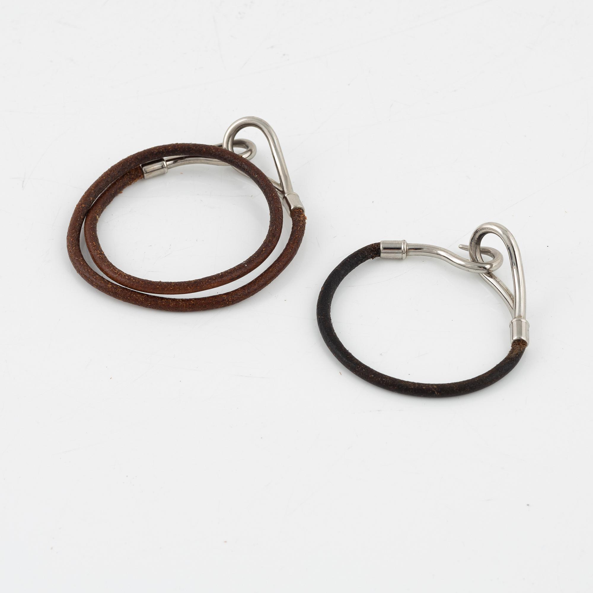 Hermès, two leather 'Jumbo' bracelets.