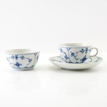 Service approximately 42 pieces "Musselmalet rifflet/halvblonde" Royal Copenhagen Denmark porcelain first half of the 20th century.