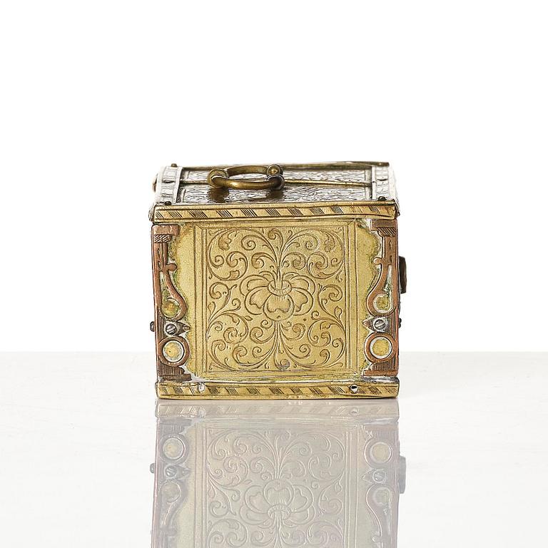 A gilt-brass miniature casket by Conradt Mann (master in Augsburg and Nuremberg, fl. ca. 1600-1630).