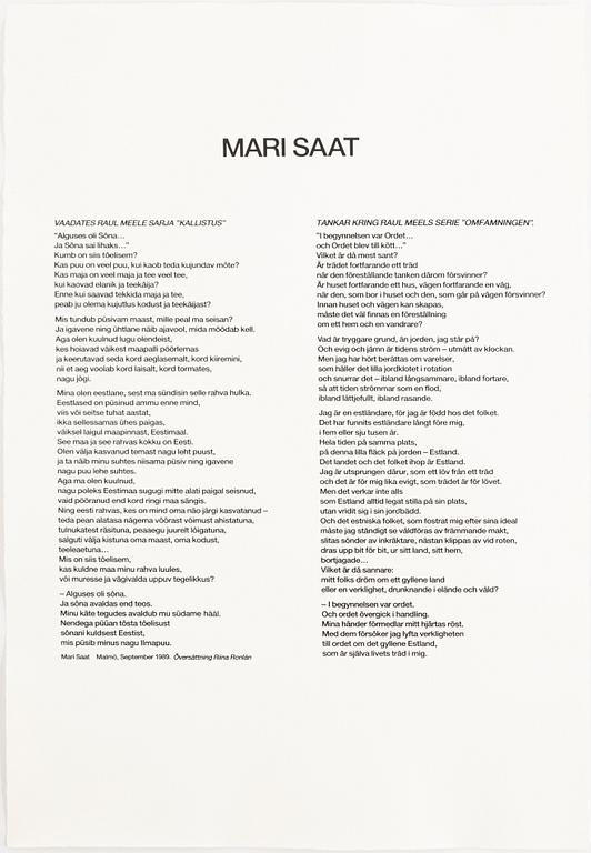 Raul Meel, portfolio with 6 silkscreen in colours, 1989, signed X/X.