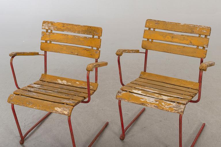 TRÄDGÅRDSSTOLAR, FÅTÖLJ SAMT BORD, Bjärnum, 1900-talets mitt.