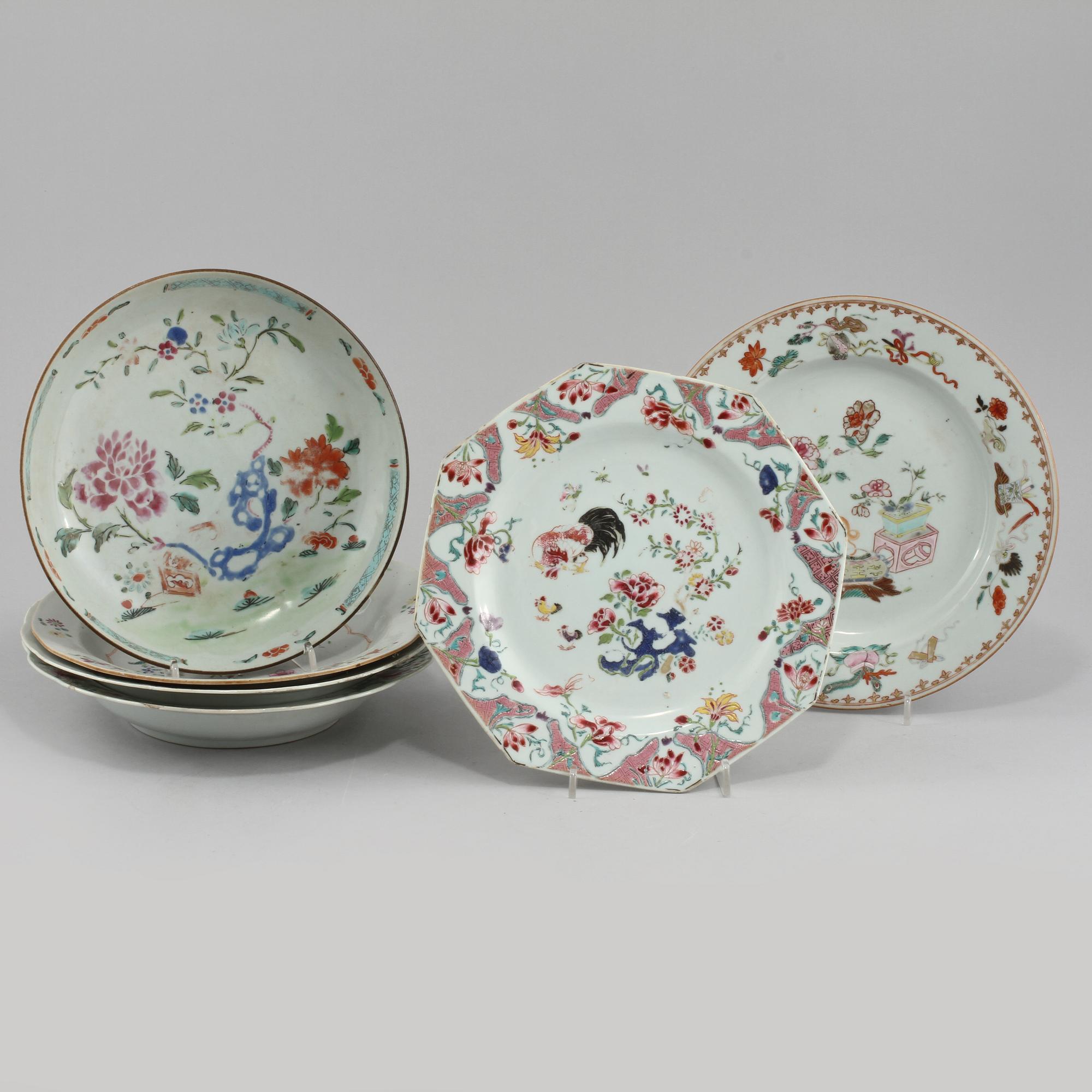 TALLRIKAR, 6 st, porslin Kina, 1700-tal.