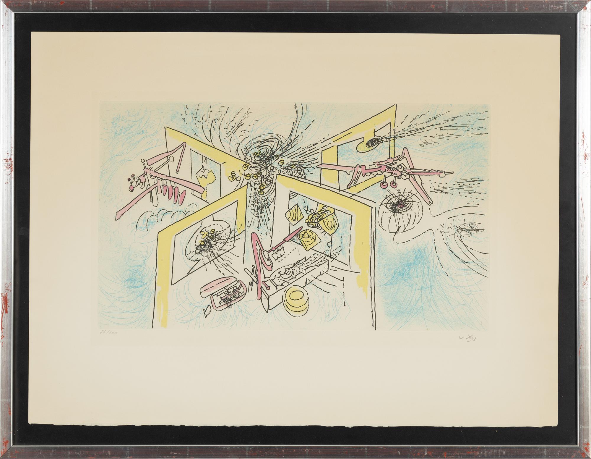 Roberto Matta, etching in colours, signed 56/100.