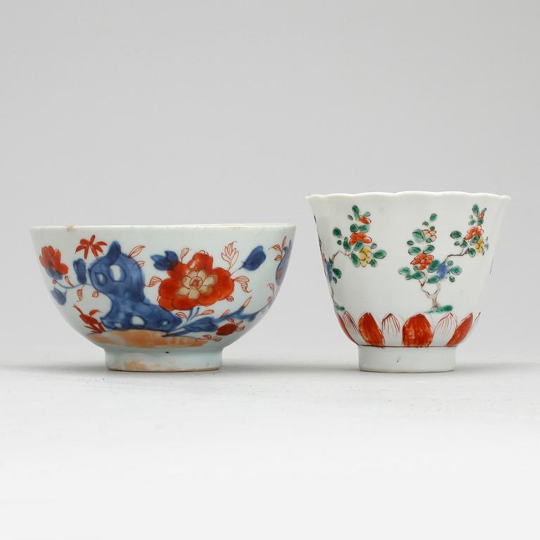 SKÅL samt KOPP, porslin, Kina, Qing dynastin, Kangxi (1662-1722),