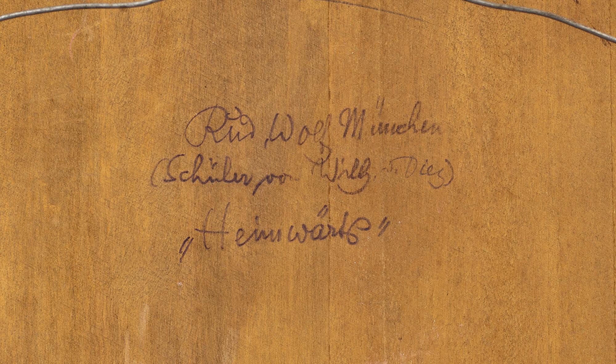 RUDOLF WOLF, olja på pannå, signerad och betecknad München.