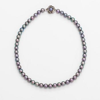 Pärlcollier, odlade pärlor, silver.