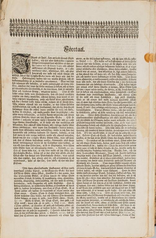 The Old Testament, Johannes Gezelius, printed by Henr. Christoph Merckell, Stockholm 1728/1724.