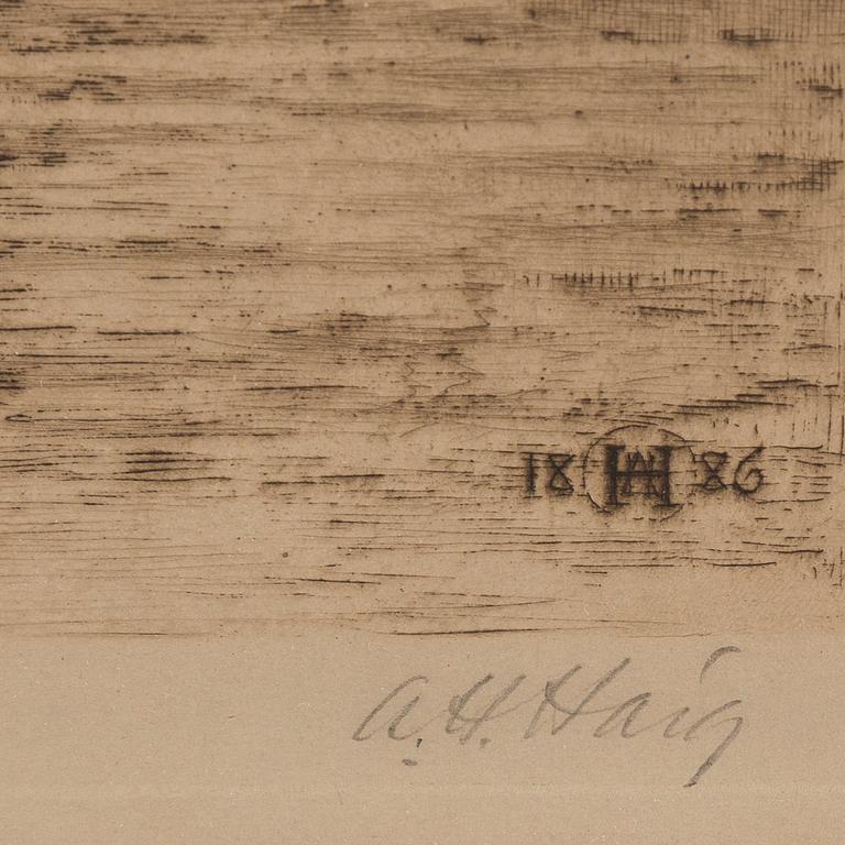 AXEL HERMAN HÄGG, Etching, 1886, signed.