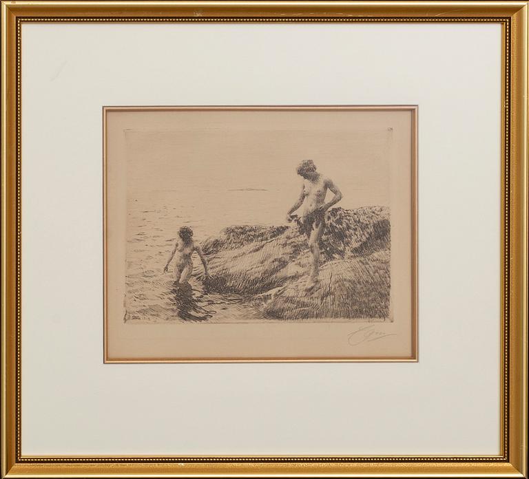 Anders Zorn, a signed etching from 1913.