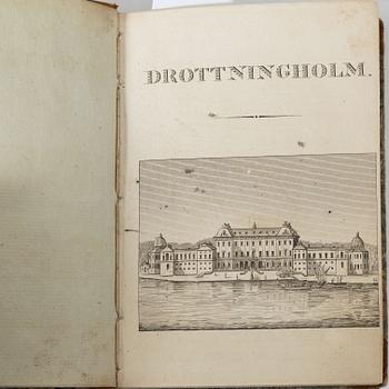 Samling äldre böcker, 8 st, mestadels om Drottningholm, 1700-1800-tal.