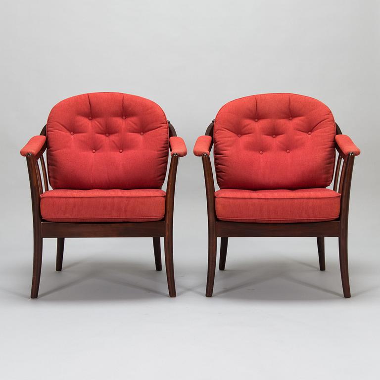 A pair of Swedish 'Andorra' easy chairs, Bröderna Andersson, Ekenässjön AB, latter half of the 20th century.