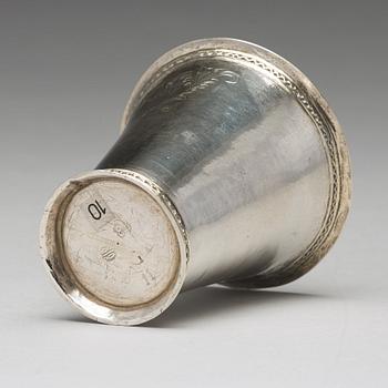 A Swedish 18th century parcel-gilt silver beaker, mark of Erik Broberg, Borås 1724.