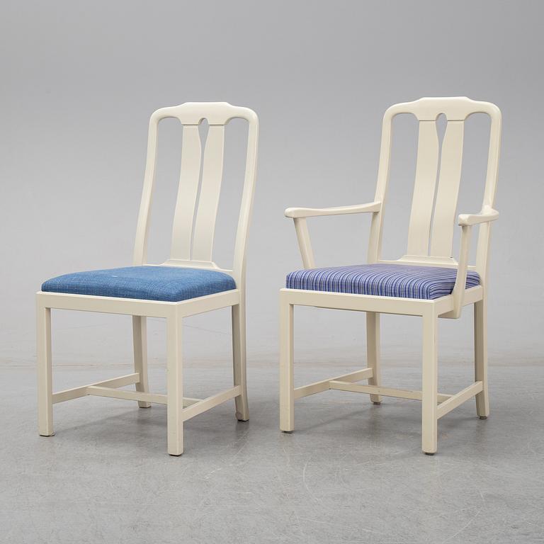 A second half of the 20th Century 11 pcs dining set by Carl Malmsten. Åfors möbelfabrik.