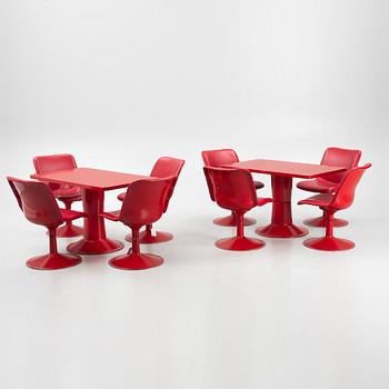 Yrjö Kukkapuro,two "Saturns" tables and eight chairs, Haimi, Finland, 1970s.