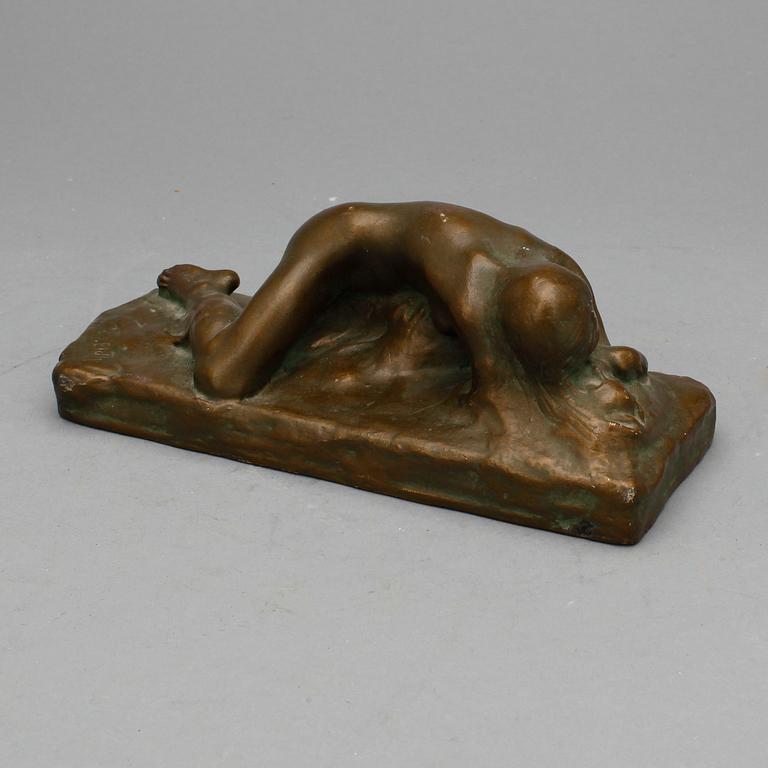CARL ELDH, skulptur, bronspatinerad gips, signerad.