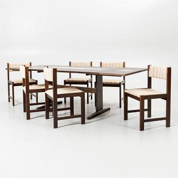 Poul H. Poulsen, dining set, 7 pieces, 1970s, Denmark.