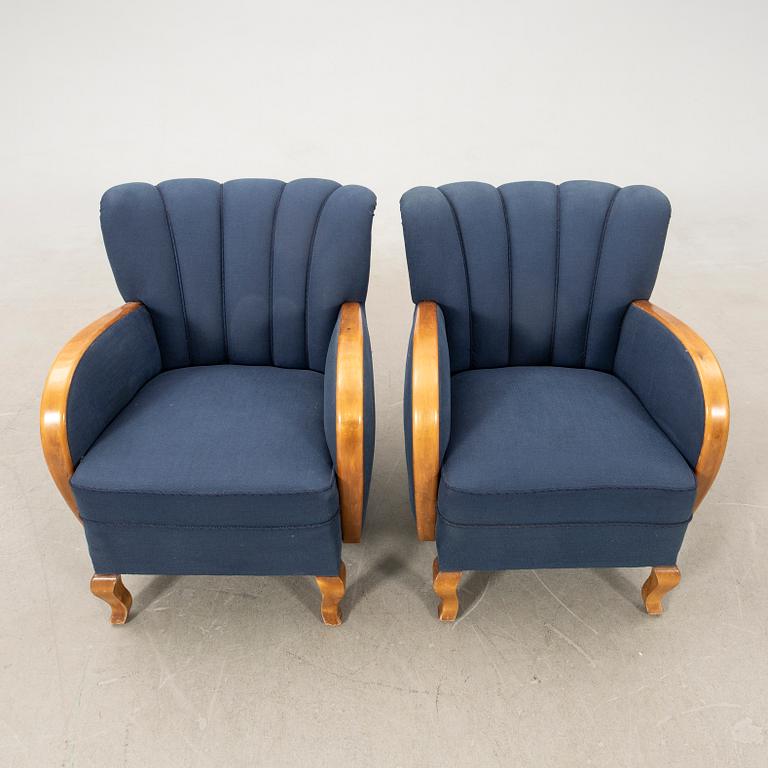 Armchairs a pair Swedish Modern 1940s.