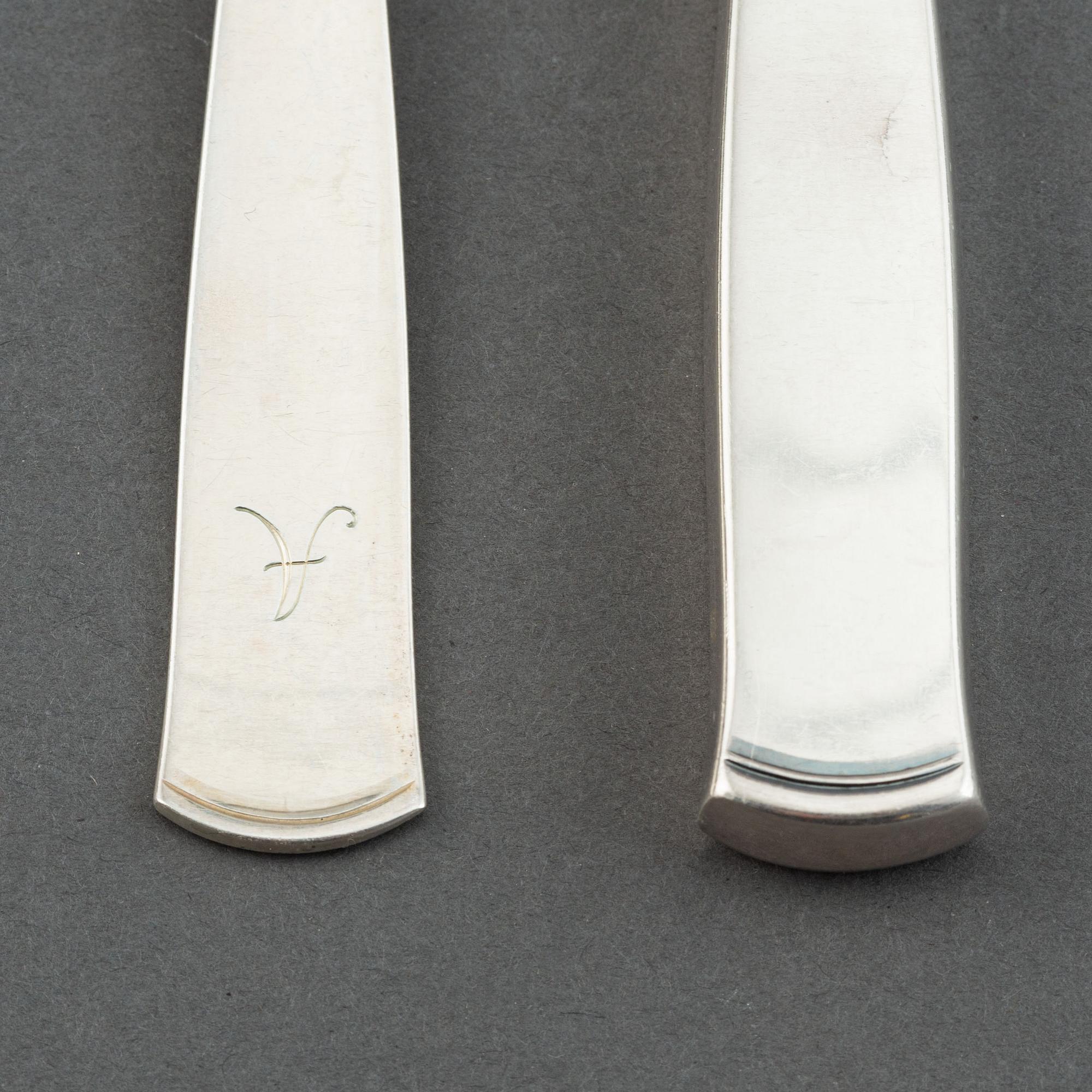 A 107-pcs part silver flatware service "Rosenholm", GAB, Sweden, 1960s.
