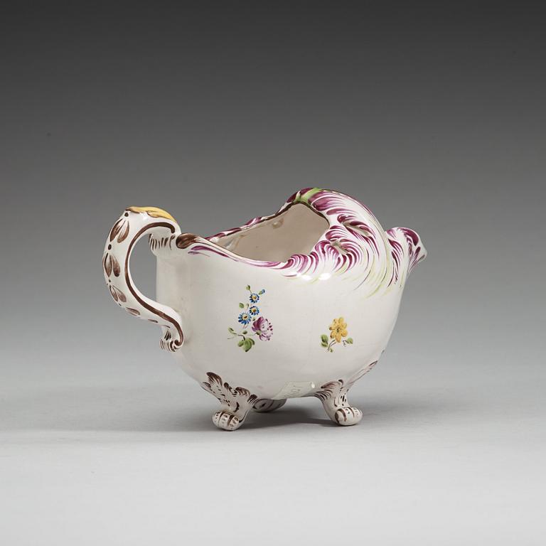 A Swedish sauce boat, Marieberg, dated (17)74.