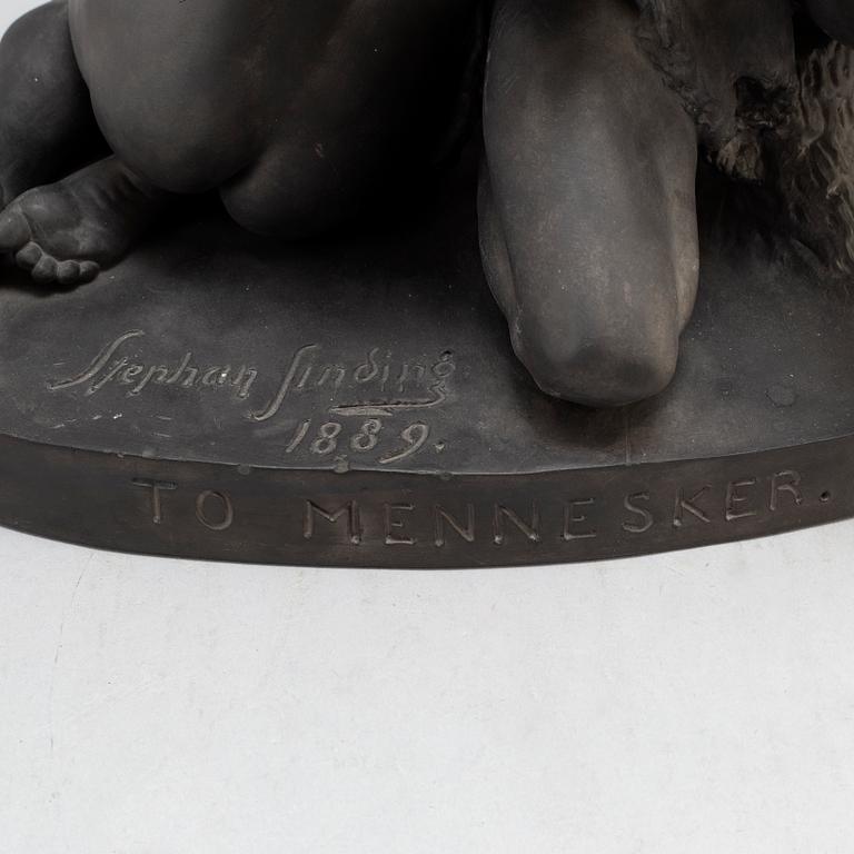 STEPHAN SINDING, after, a 'To Mennesker' sculpture, signed and dated 1889, 20th century.