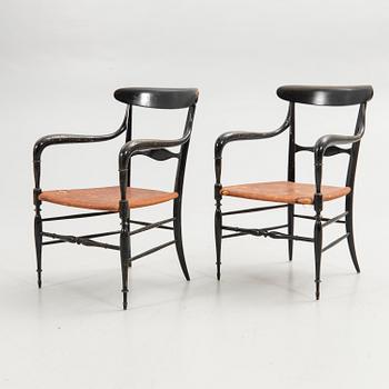 Armchairs, a pair, probably Chiavari, Italy, 20th century.