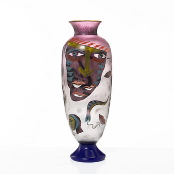 Ulrica Hydman-Vallien, a unique 'jewel glass' vase, Kosta Boda, Sweden.