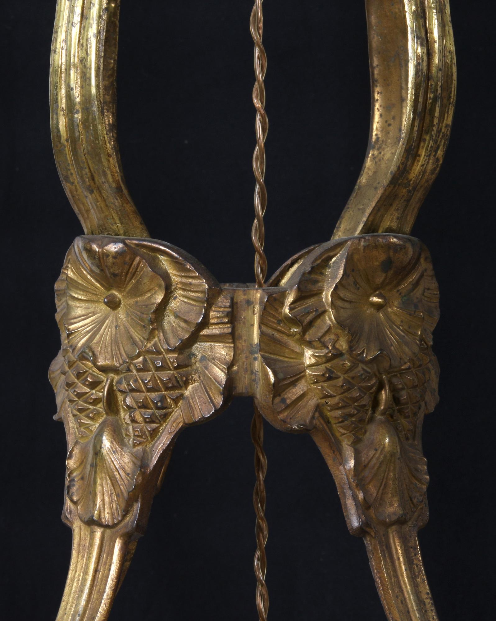 TAKLAMPA, patinerad brons, Böhlmarks, sannolikt Alice Nordin, jugend, 1910-tal, h 90.