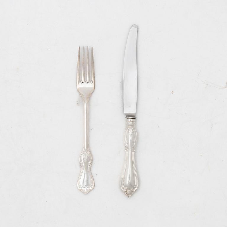 Sandwich cutlery, silver, model "Olga", GAB, Stockholm and Eskilstuna, some 1967 (20 pieces).