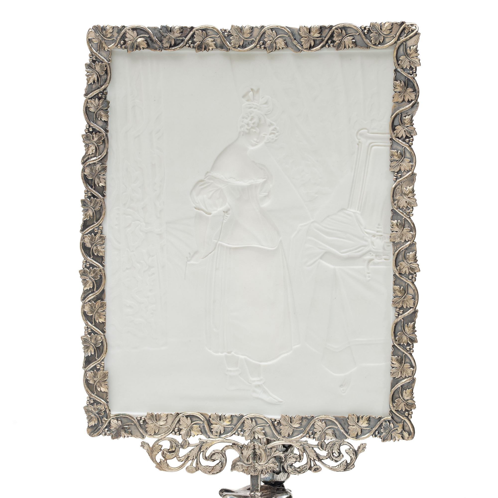 Christian Hammer, a silver liophane-screened reading-candlestick, Stockholm 1864.